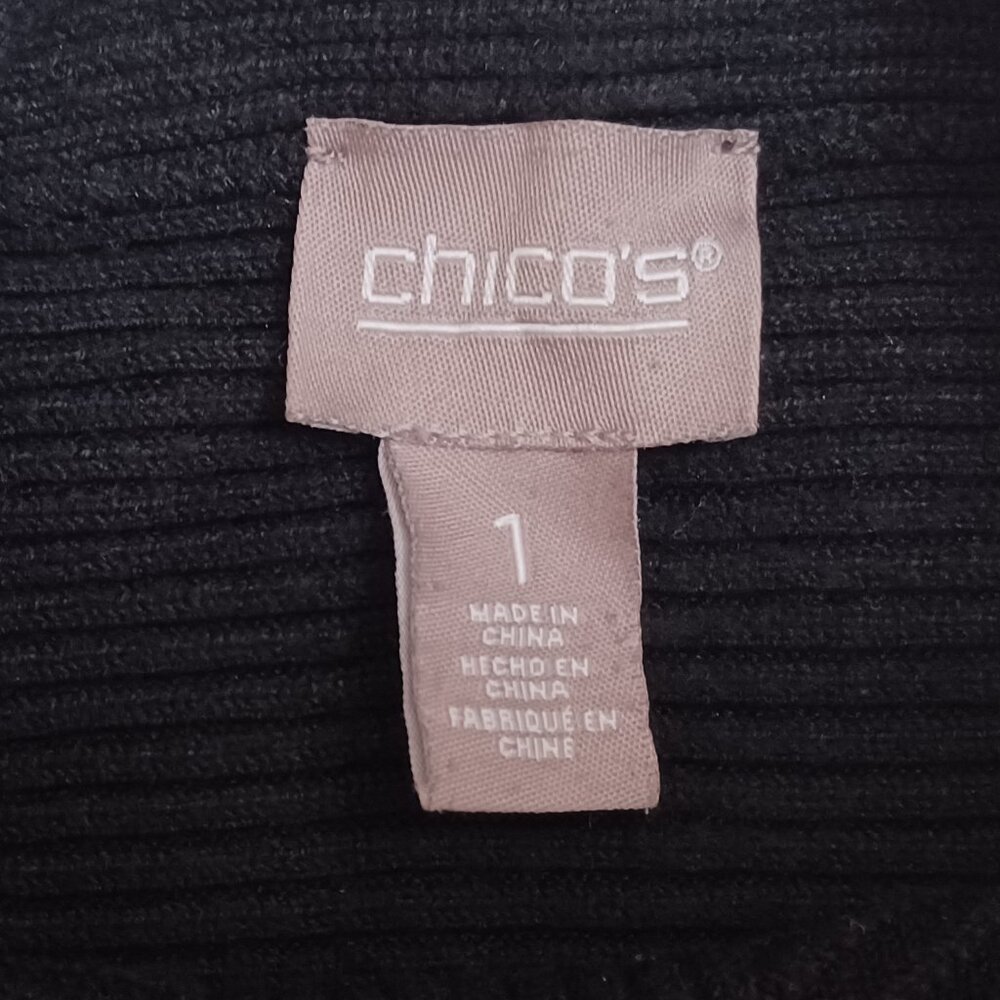 Women's Chico Black Ribbed Design Sweater Size 1 (M/8) - Picture 3 of 8